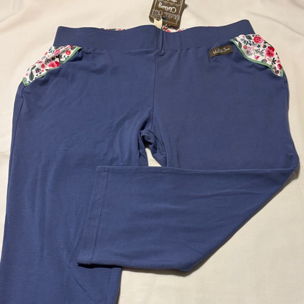 Matilda Jane Camp MJC Blue Leggings with Floral Accents